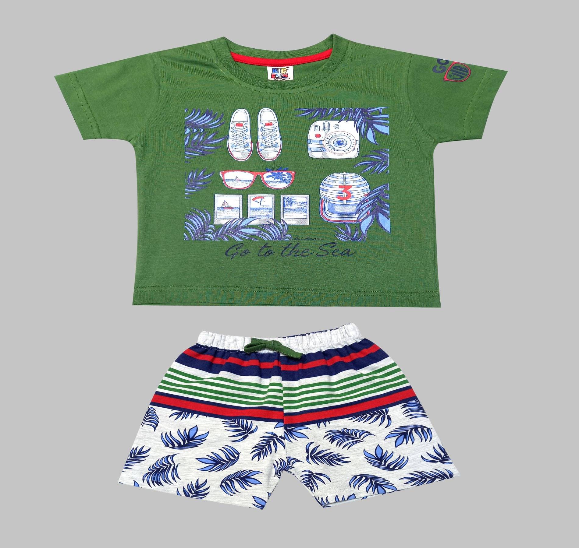 Kideon Pack of 1 Baby Boys 100% Cotton T-Shirt & Shorts ( Green )     			Kideon Pack of 1 Baby Boys 100% Cotton T-Shirt & Shorts ( Green )