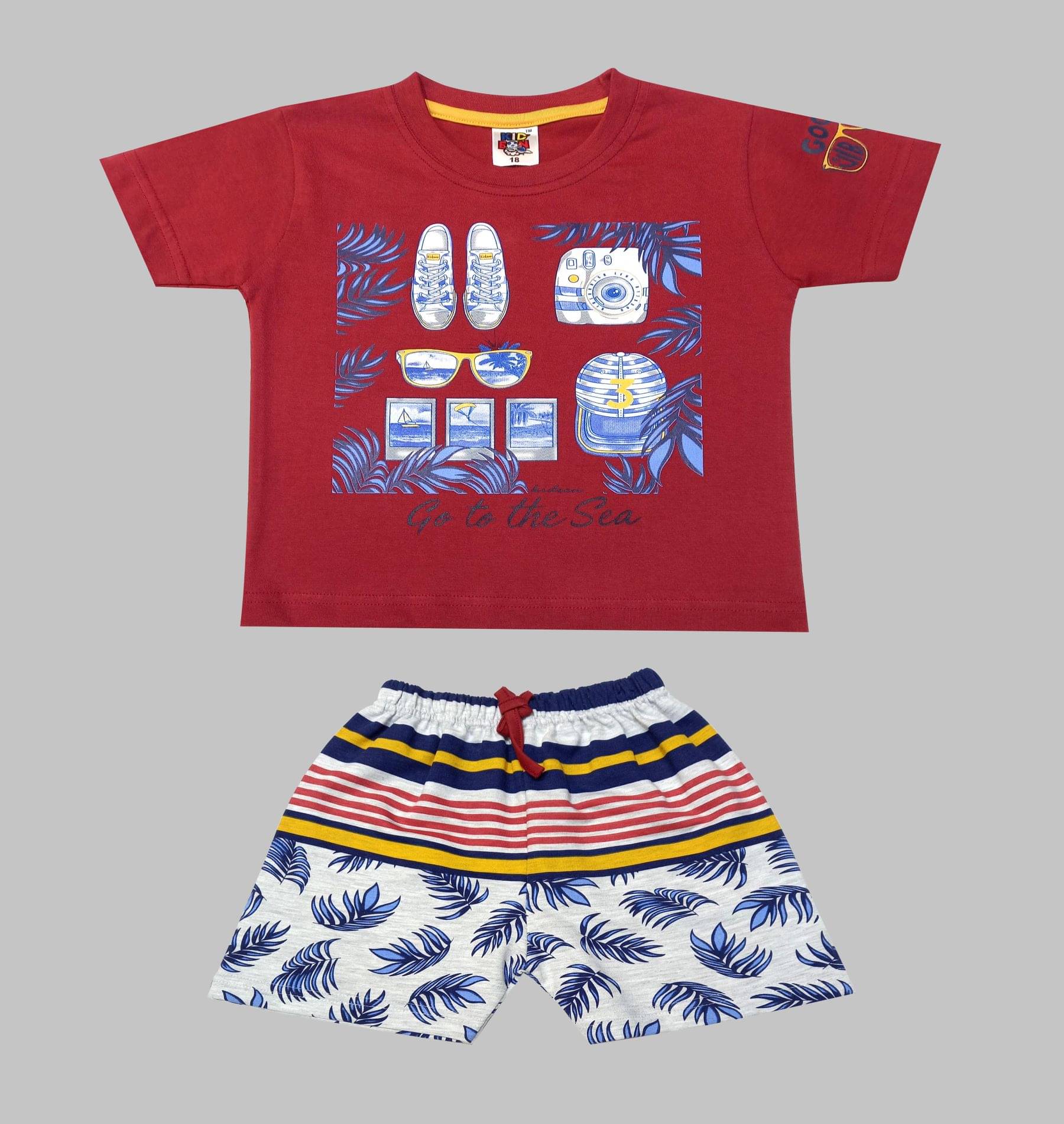     			Kideon Pack of 1 Baby Boys 100% Cotton T-Shirt & Shorts ( Red )