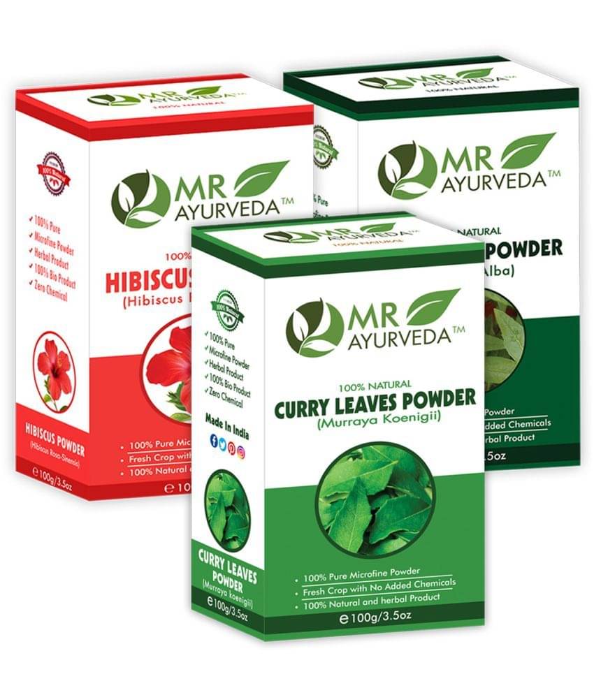    			MR Ayurveda Curry Leaves Powder, Hibiscus & Bhringraj Powder Hair Scalp Treatment 300 g Pack of 3