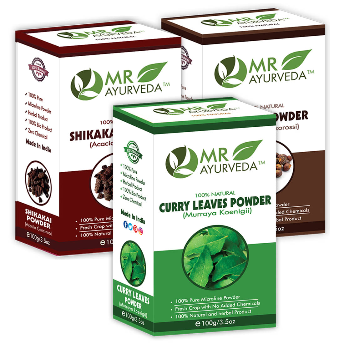 MR Ayurveda Curry Leaves Powder, Shikakai & Reetha Powder Hair Scalp Treatment 300 g Pack of 3 MR Ayurveda Curry Leaves Powder, Shikakai & Reetha Powder Hair Scalp Treatment 300 g Pack of 3