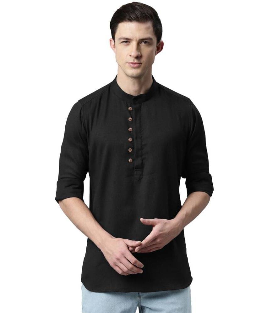 Maniac - Regular 100 percent Cotton Black Men's Kurta ( Pack of 1 ) Maniac - Regular 100 percent Cotton Black Men's Kurta ( Pack of 1 )