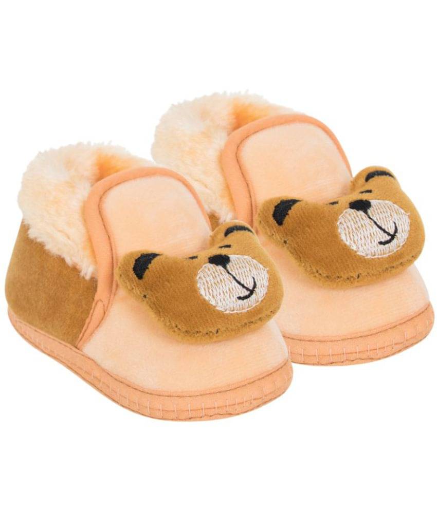    			Neska Moda 6 To 9 Months Baby Boys & Girls Teddy Face Velvet Baby Booties (Beige,Brown,Skin) -BT795