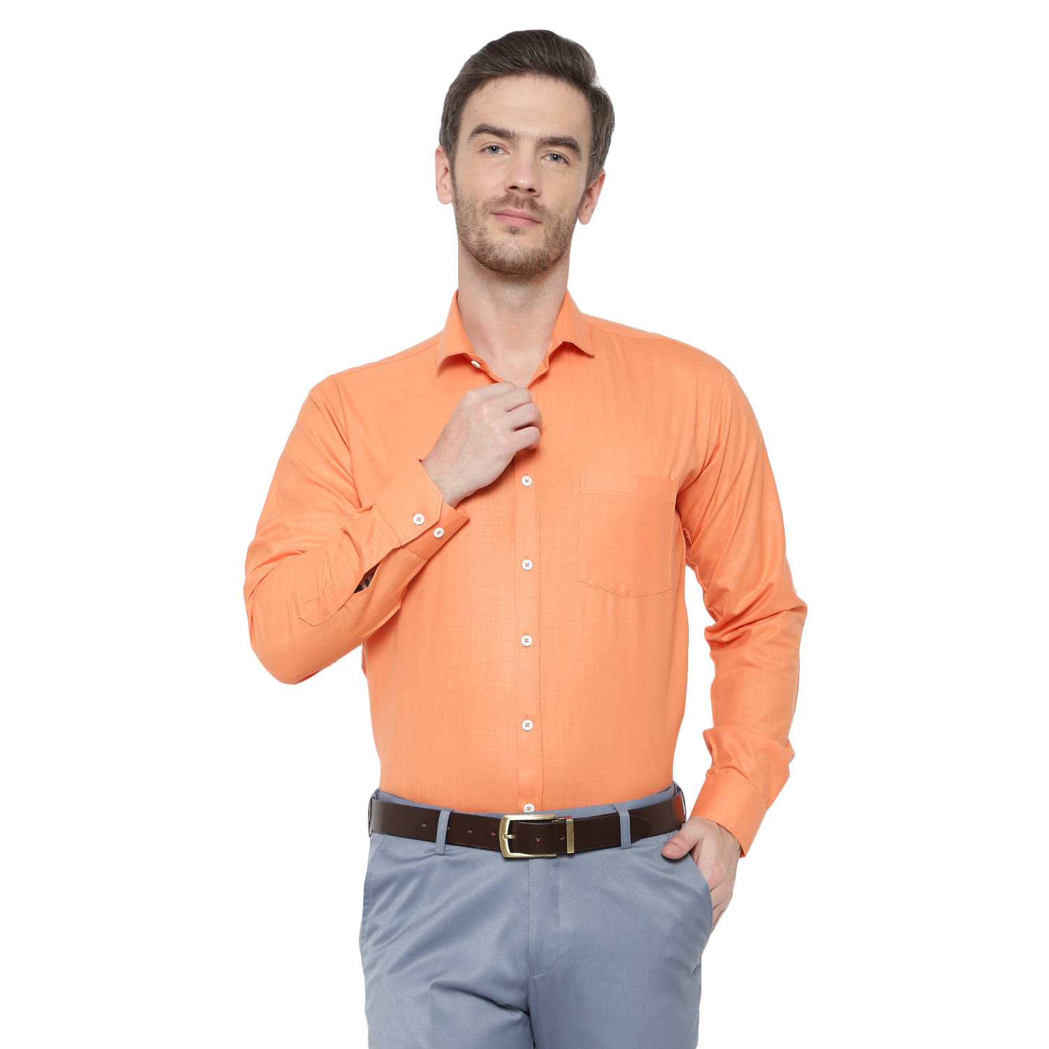     			SREY - Cotton Blend Slim Fit Orange Men's Casual Shirt ( Pack of 1 )