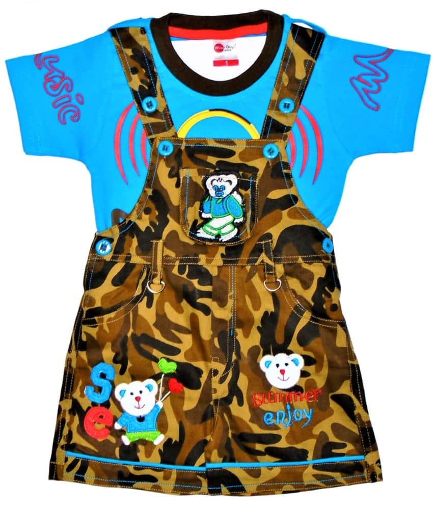 Wise Guys Pack of 1 Baby Boys 100% Cotton Dungaree Sets ( Rust )
