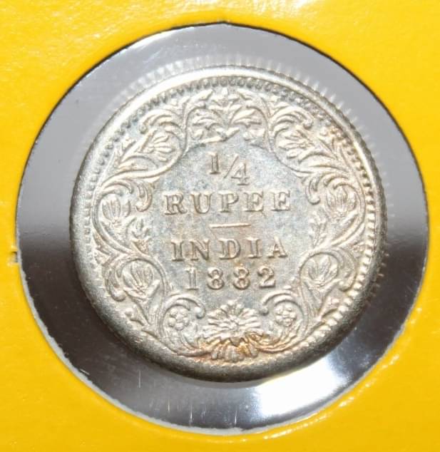     			1/4 Rupee 1882 - Queen Empress Fancy British India Rare Old Coin For Collection