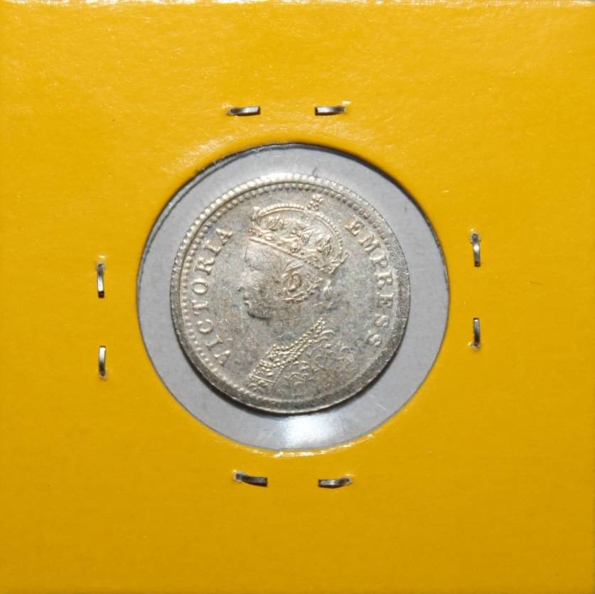     			1/4 Rupee 1882 - Queen Empress Fancy British India Rare Old Coin For Collection
