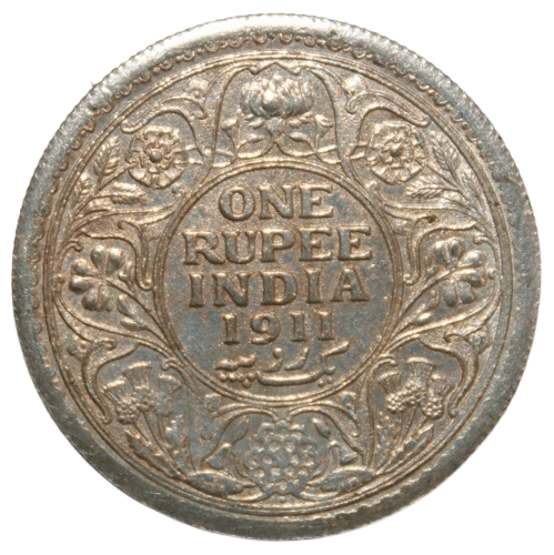     			5th King George - 1 Rupee 1911 British India old Rare Silverplated Coin