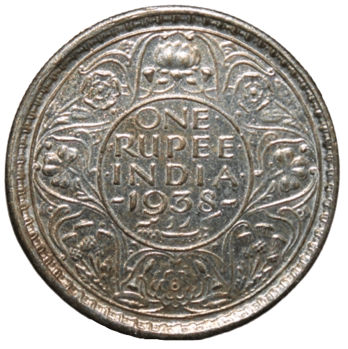     			6th King George - 1 Rupee 1938 British India old Rare Silverplated Coin