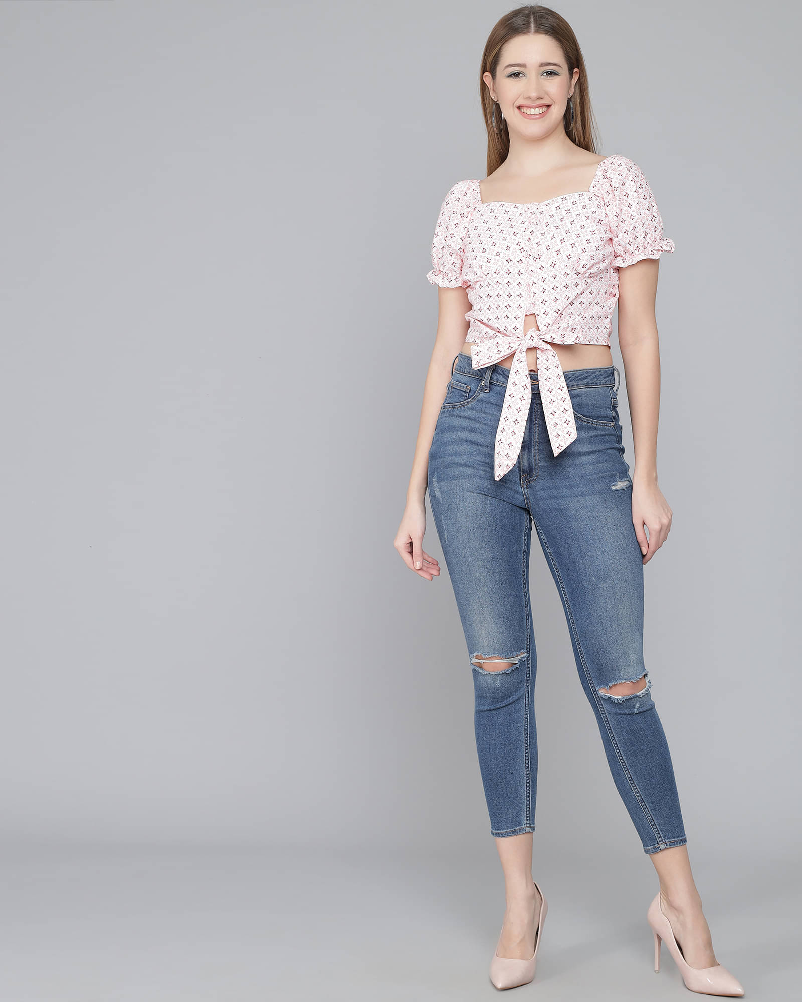 Addyvero Women's Rayon Knot Front Top ( Pink )     			Addyvero Women's Rayon Knot Front Top ( Pink )