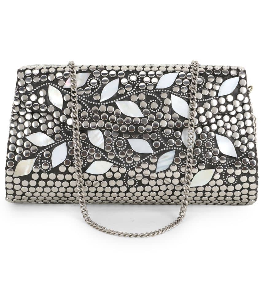 Anekaant Silver Metal Box Clutch - Handbags | Buy online on ZillyBuy