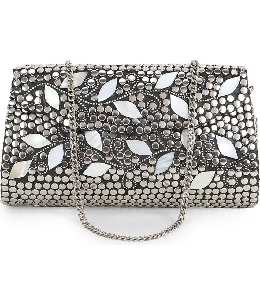 Anekaant Silver Metal Box Clutch - Handbags | Buy online on ZillyBuy
