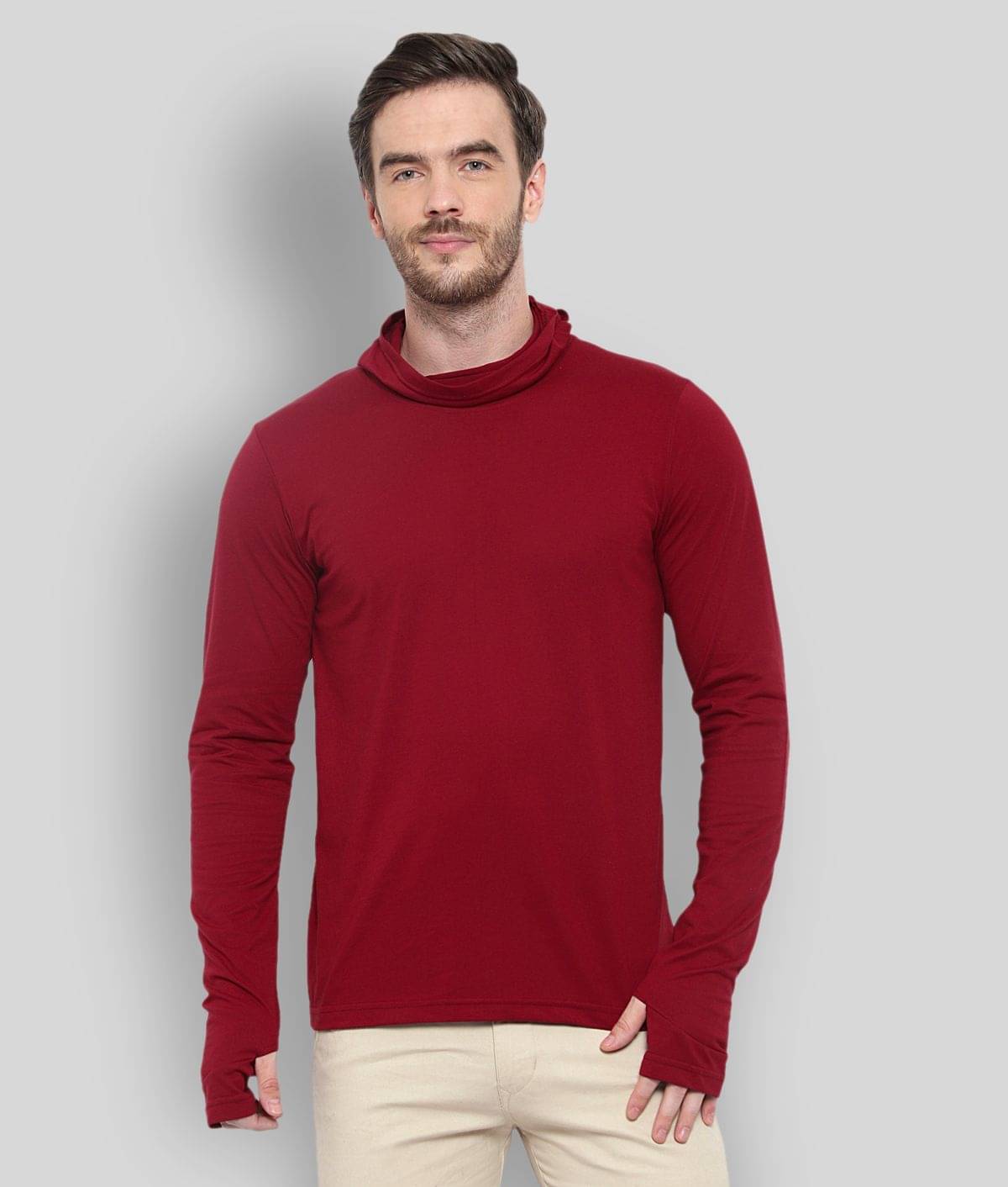     			Glito Pack of 1 Cotton Blend Regular Fit Men's T-Shirt ( Maroon )