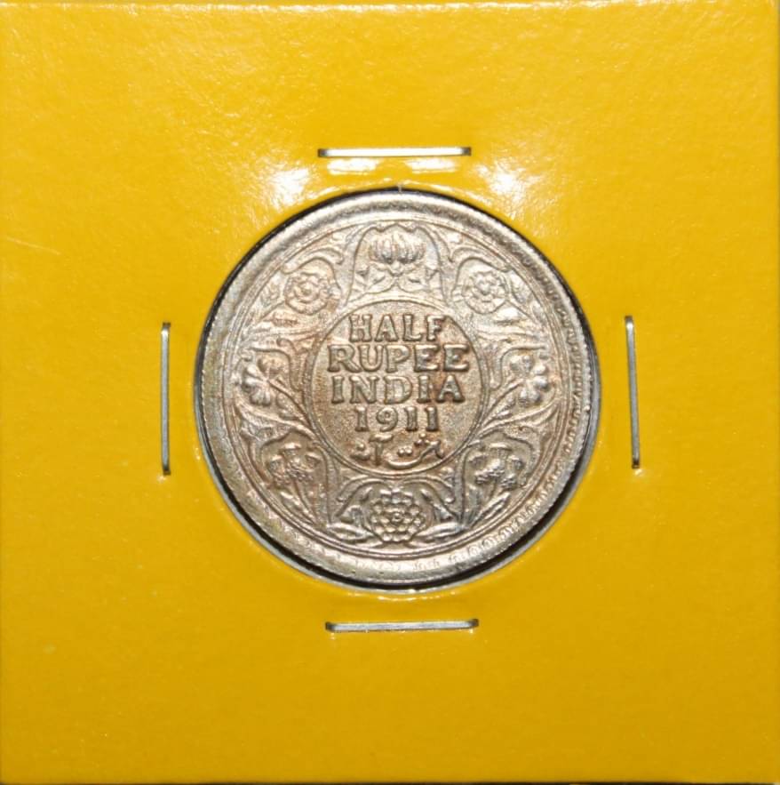     			Half Rupee 1911 - 5th King George Fancy British India Rare Old Coin For Collection
