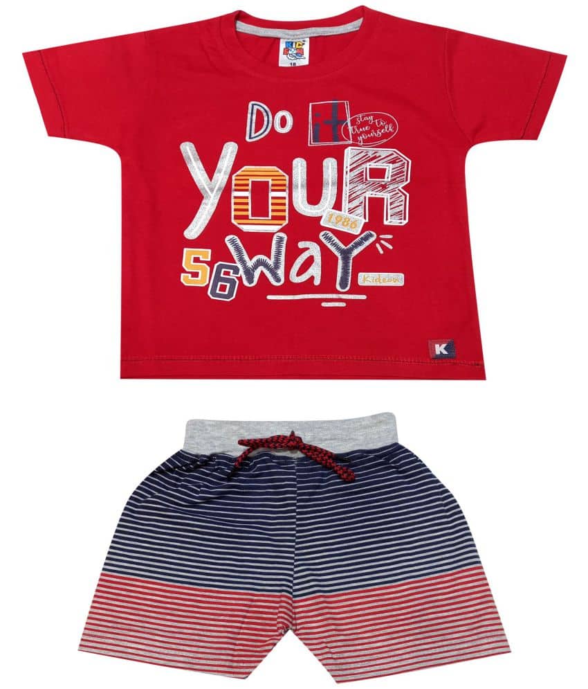 Kideon Pack of 1 Baby Boys 100% Cotton Top & Shorts ( Navy )