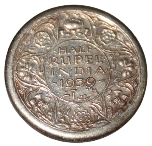     			King George VI - Half Rupee 1939 - British India Rare Collectible old Rare Coin