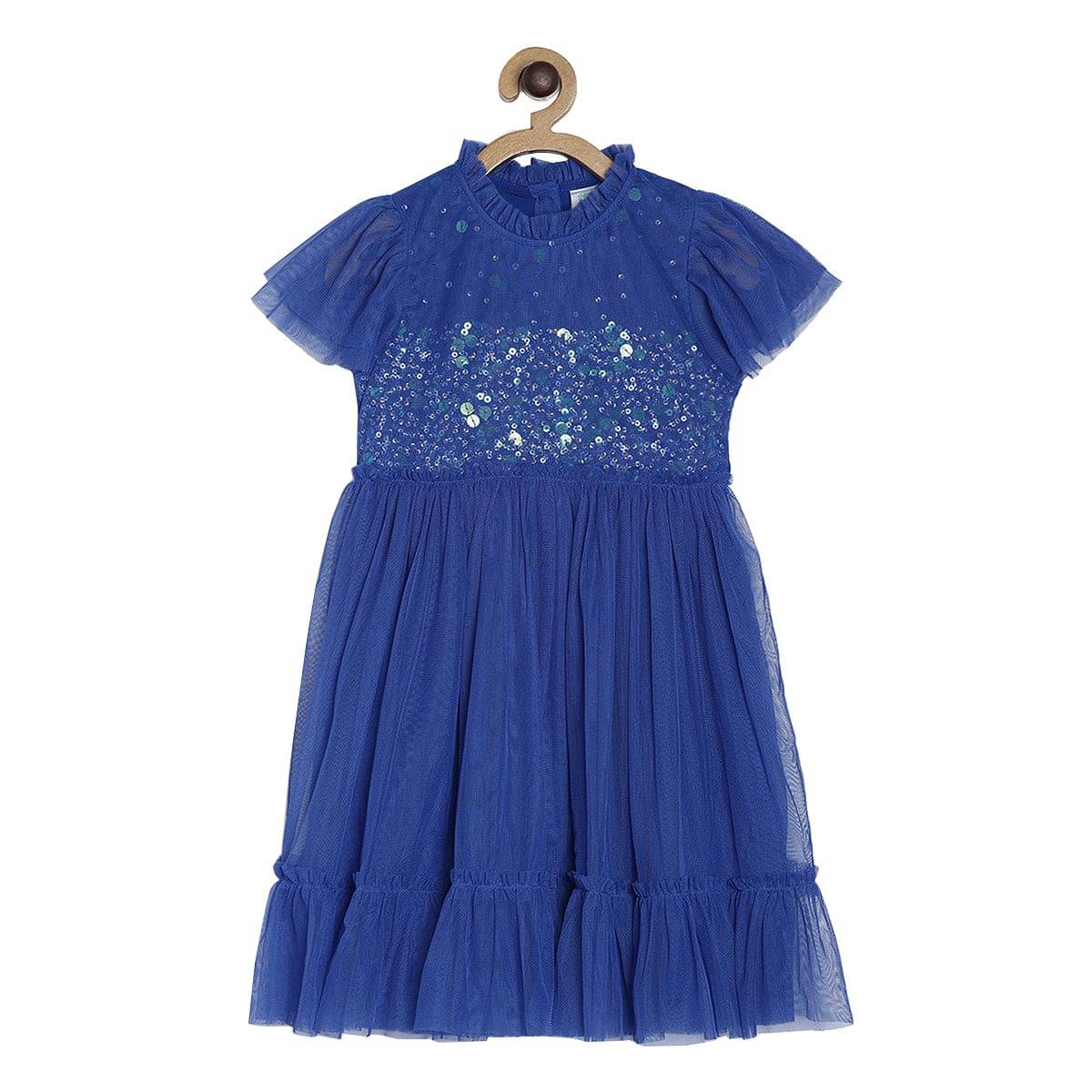     			MINI KLUB Pack of 1 Baby Girls 100% Cotton Dress ( Blue )
