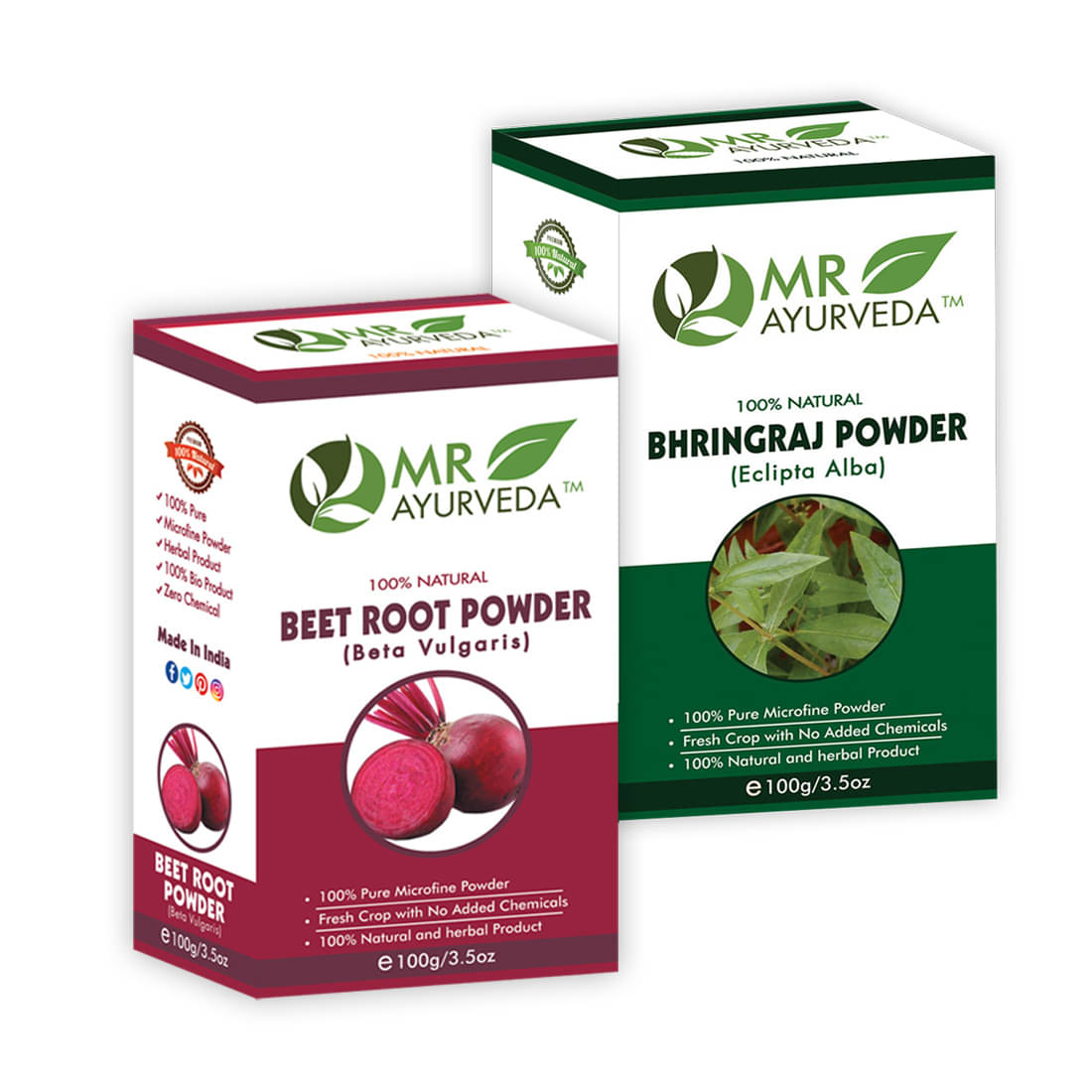 MR Ayurveda BeetRoot Powder & Bhringraj Powder Hair Scalp Treatment 200 g Pack of 2     			MR Ayurveda BeetRoot Powder & Bhringraj Powder Hair Scalp Treatment 200 g Pack of 2