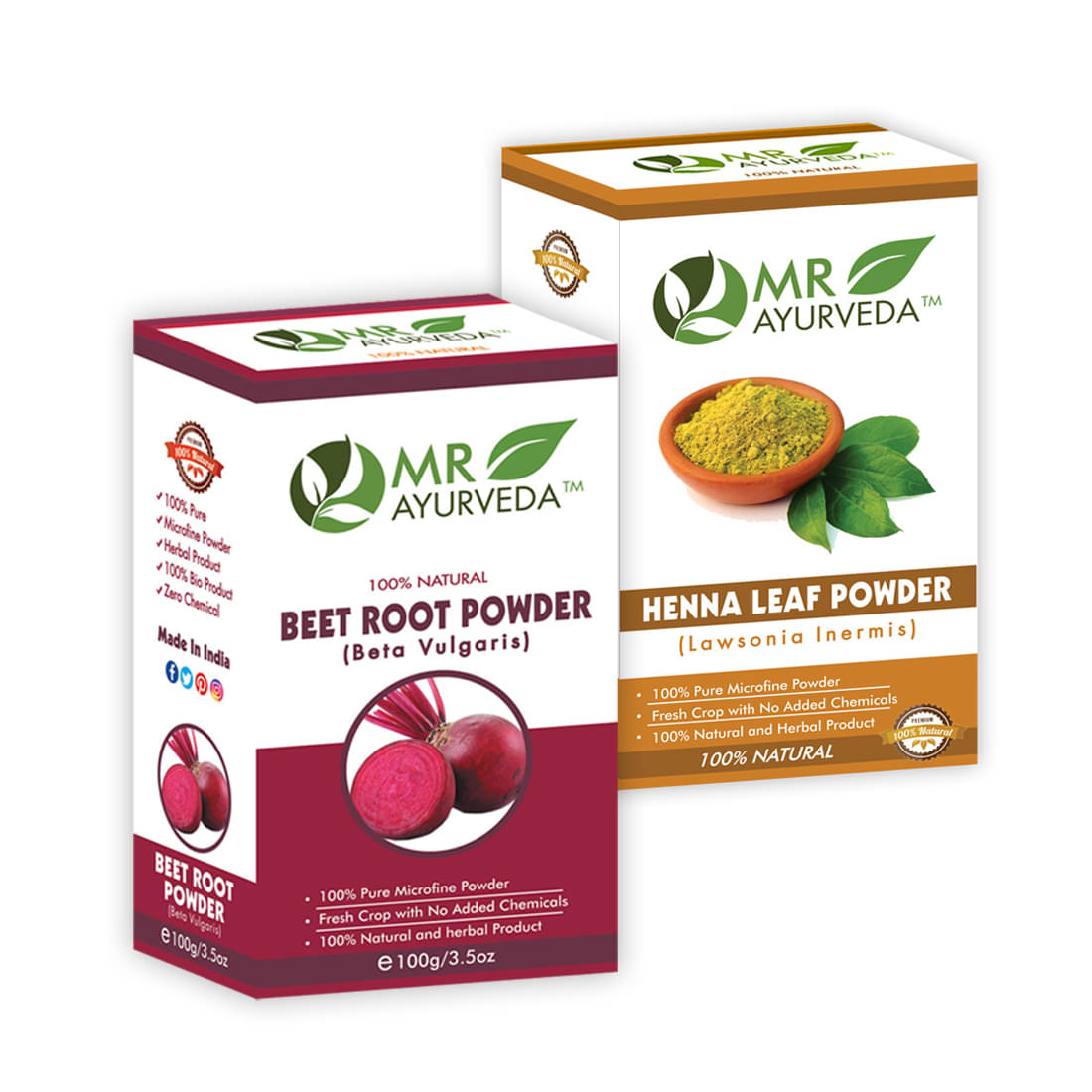 MR Ayurveda BeetRoot Powder & Henna Powder Hair Scalp Treatment 200 g Pack of 2     			MR Ayurveda BeetRoot Powder & Henna Powder Hair Scalp Treatment 200 g Pack of 2