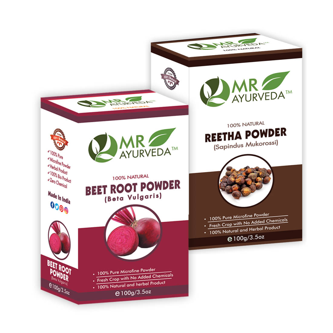 MR Ayurveda BeetRoot Powder & Reetha Powder Hair Scalp Treatment 200 g Pack of 2     			MR Ayurveda BeetRoot Powder & Reetha Powder Hair Scalp Treatment 200 g Pack of 2