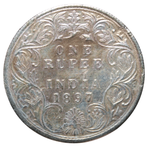     			One Rupee 1897 - Queen Empress Fancy British India Rare Old Coin For Collection