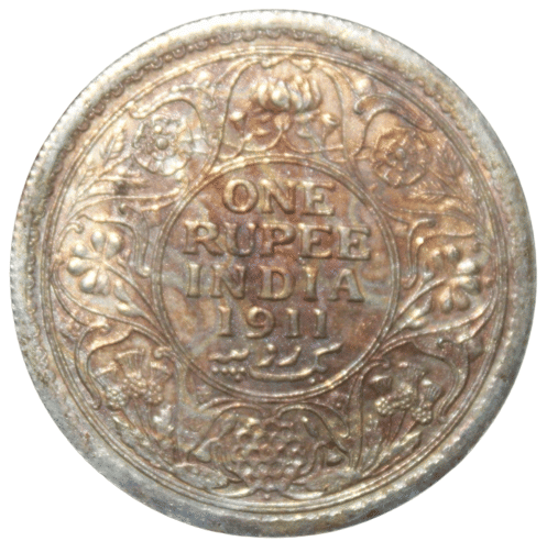     			One Rupee 1911 - 5th King George Fancy British India Rare Old Coin For Collection