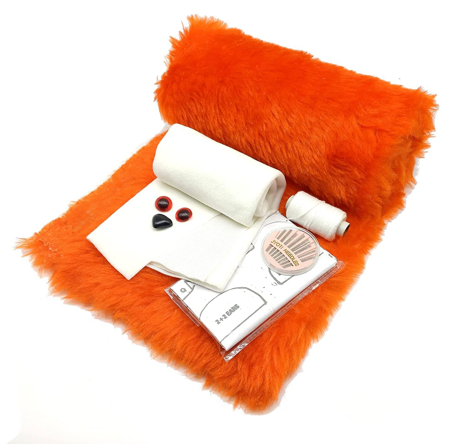     			PRANSUNITA Complete Soft Toy Teddy Bear Making Kit – Includes Fur & Felt Cloth, Eyes Nose set, Stitching Thread & Needle set, Ribbon, DraftingPattern Paper & Cotton For filling