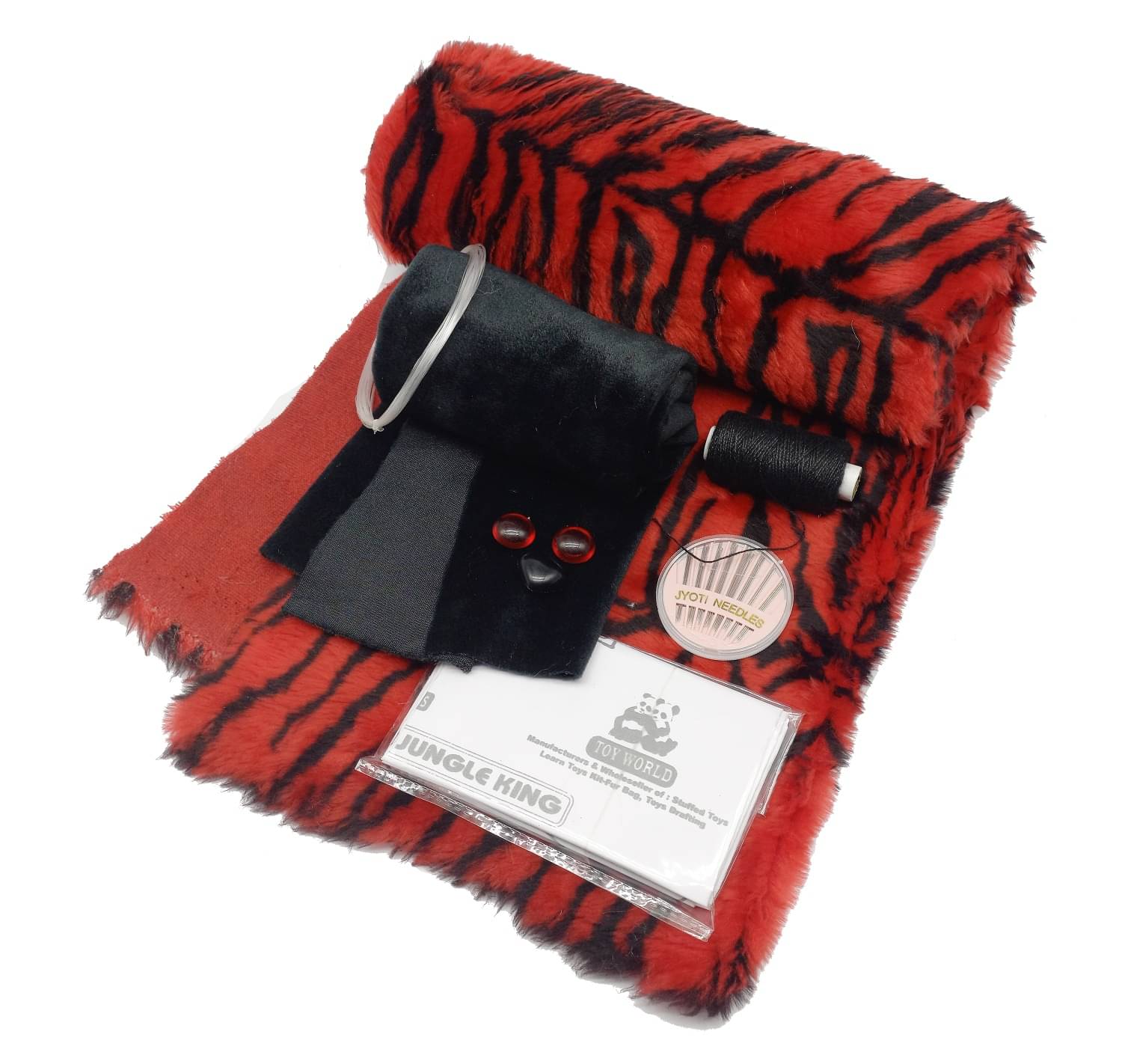     			PRANSUNITA Complete Soft Toy Teddy Tiger Making Kit – Includes Fur & Felt Cloth, Eyes Nose set, Stitching Thread & Needle set, Ribbon, Drafting Pattern Paper, Nylon wire& Cotton For filling