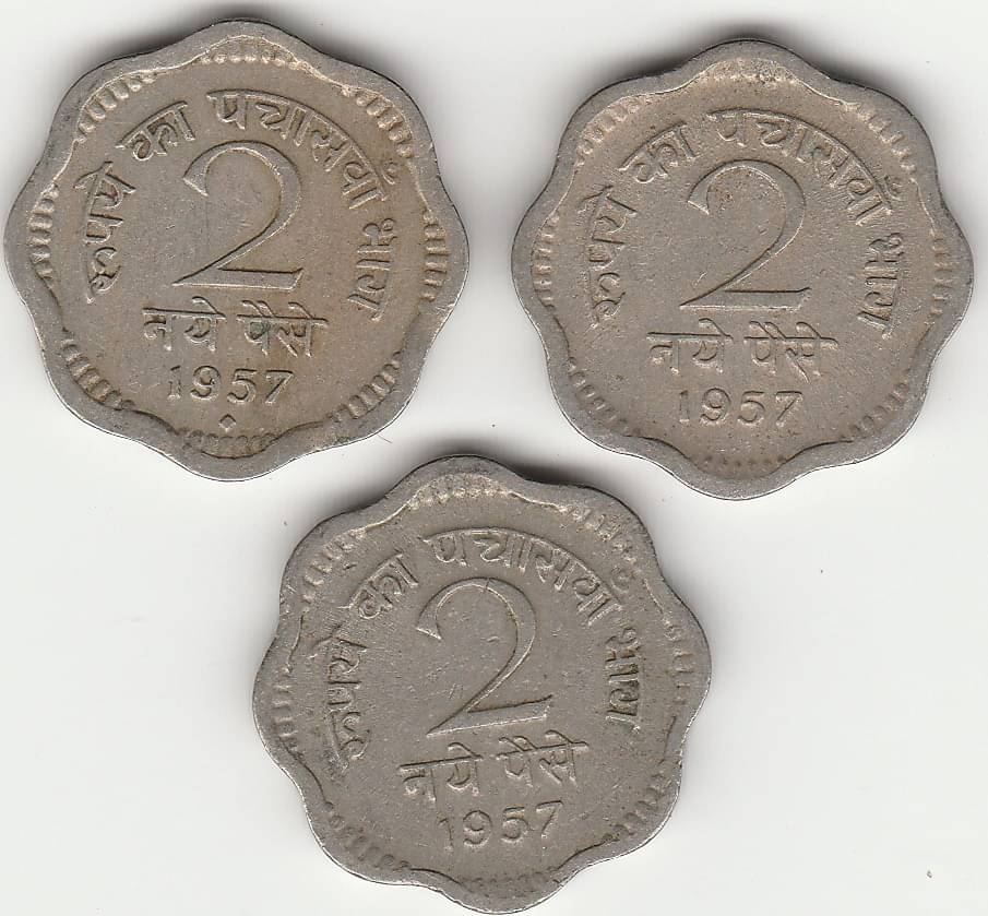 Sansuka - Republic India 3 coins collection (1957-1963) AD Modern Coin 3 Numismatic Coins     			Sansuka - Republic India 3 coins collection (1957-1963) AD Modern Coin 3 Numismatic Coins