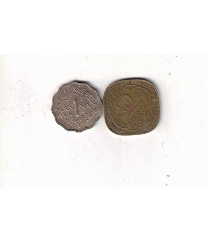     			1942-1947 2  PCS SET  1 ANNA AND 2 ANNA FINE CONDITION MIX YEAR MIX MINT SEE PHOTO