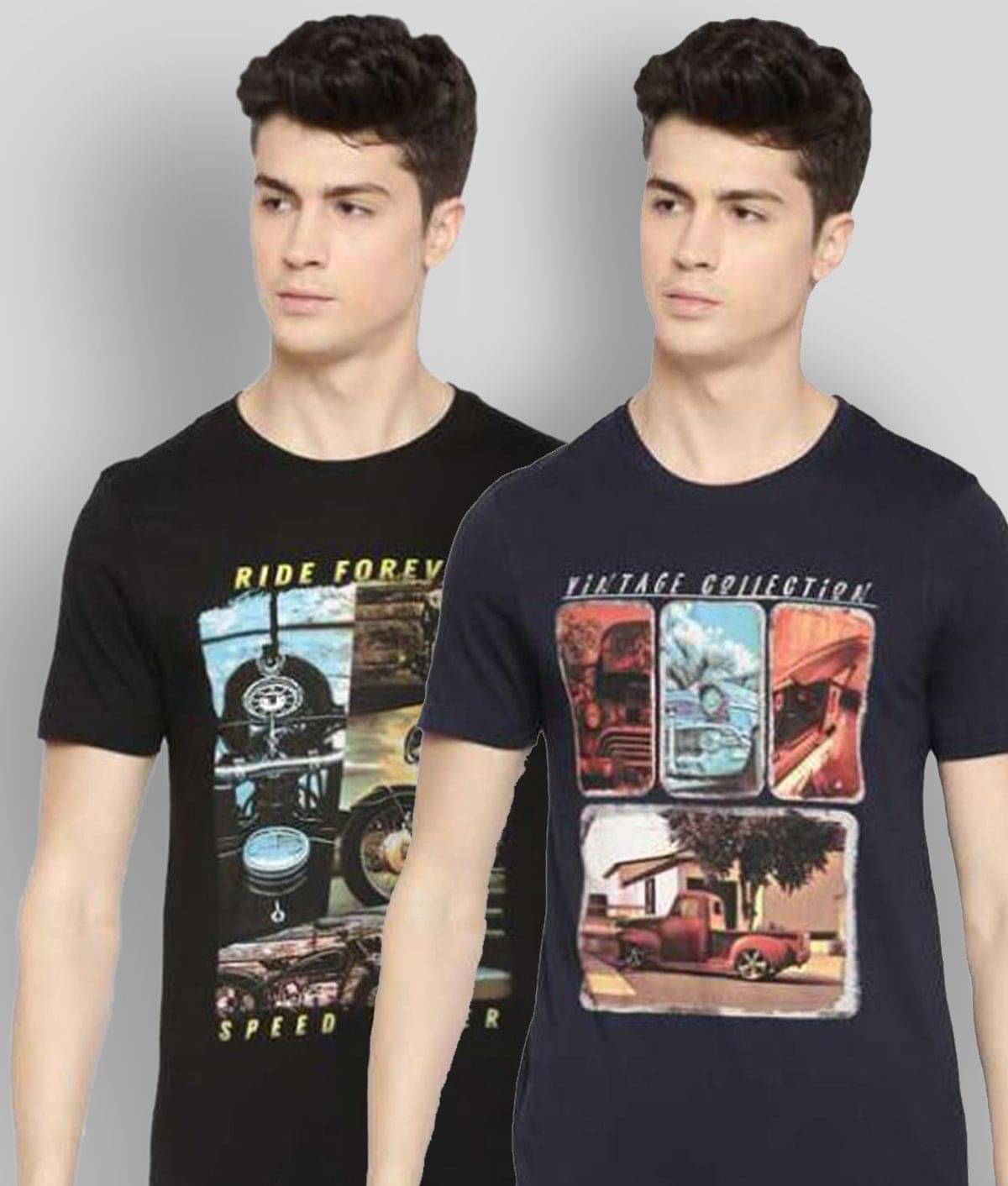     			Dollar - Multicolor Cotton Blend Regular Fit Men's T-Shirt ( Pack of 2 )