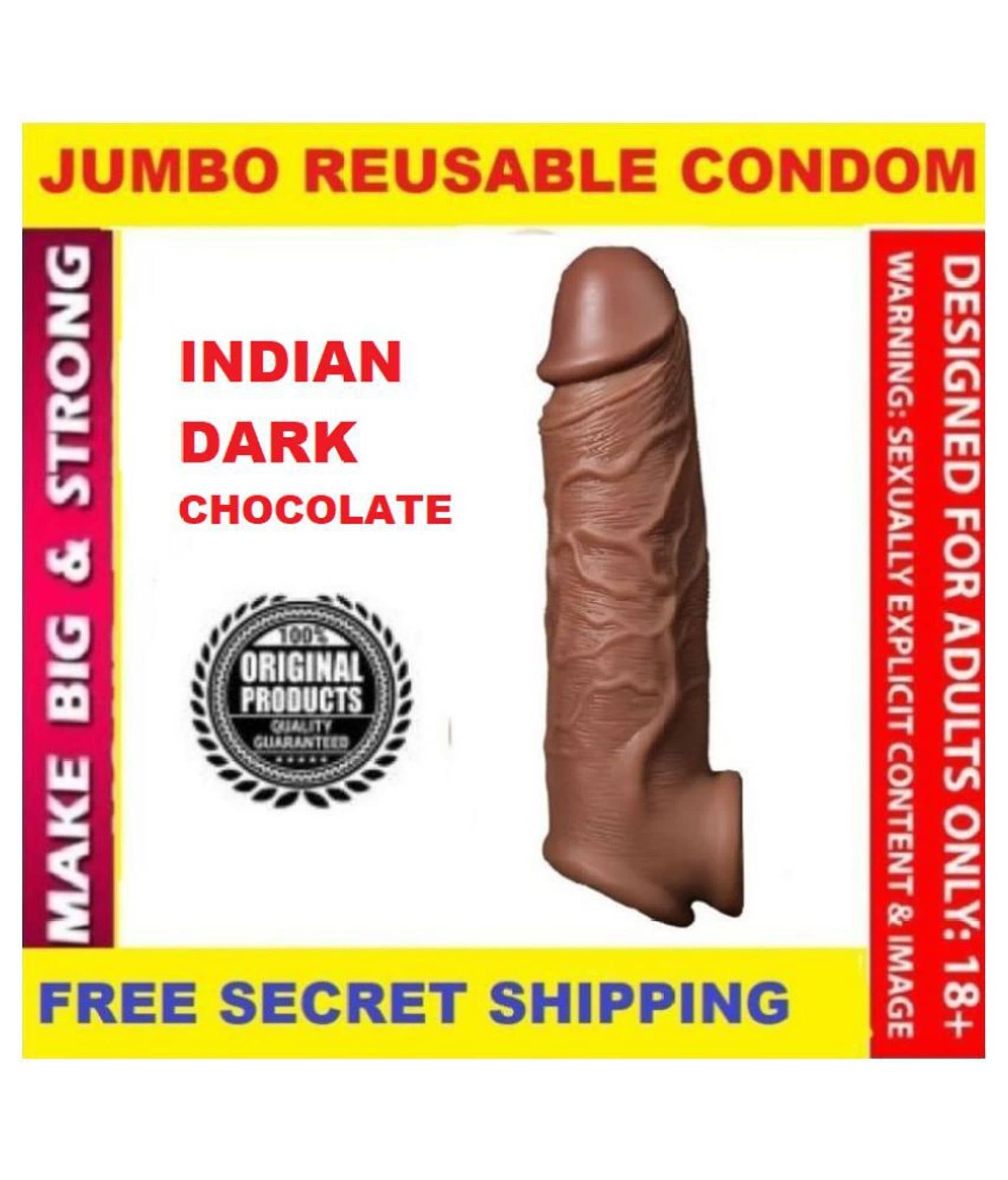 Double Hole Indian Dark Chocolate 6.5 Inch Flexible Penis Extender Sleeve BY-SEXTANTRA