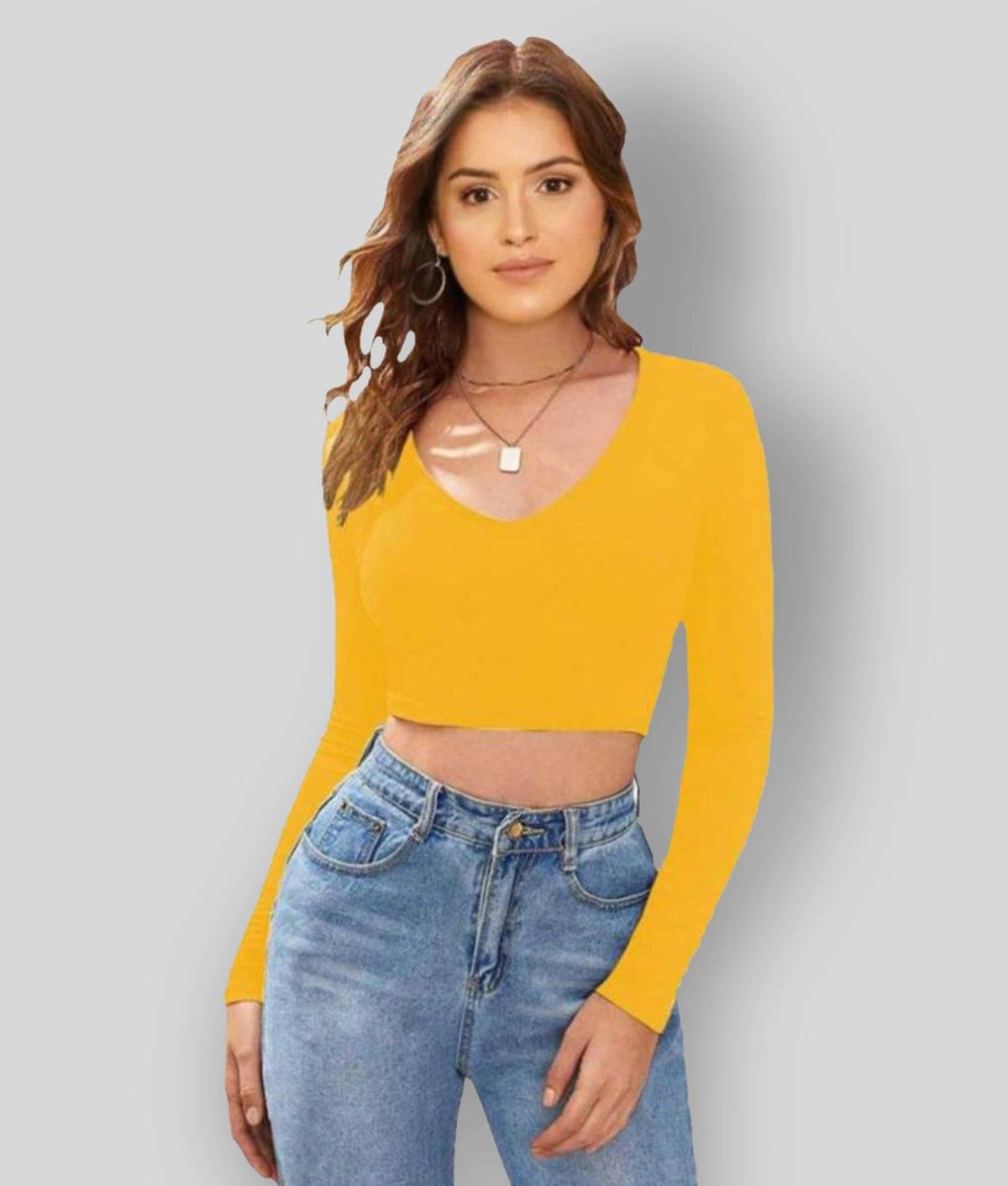     			Dream Beauty Fashion Women's Cotton Blend Crop Top ( Yellow )