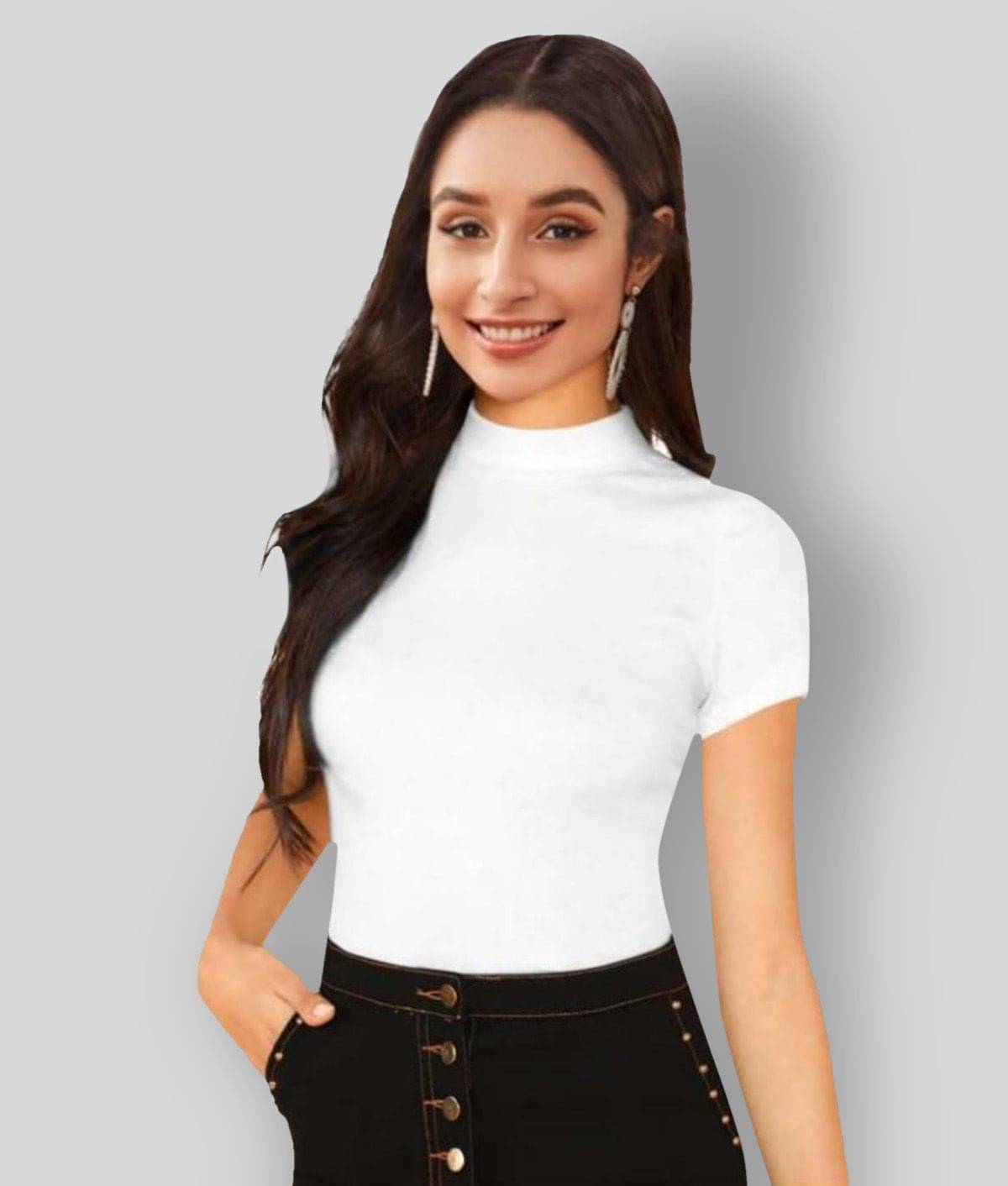 Dream Beauty Fashion Women's Cotton Blend Regular Top ( White ) Dream Beauty Fashion Women's Cotton Blend Regular Top ( White )