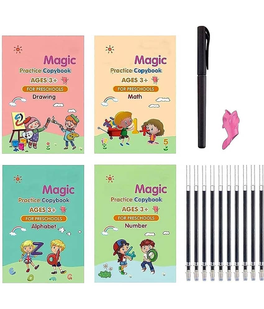 FSN-MAGIC PRACTICE COPYBOOK Number Tracing Book for Preschoolers with Pen, Magic Calligraphy Copybook Set ( 4 BOOKS + 10 REFILL) - Stationery | Buy online on ZillyBuy