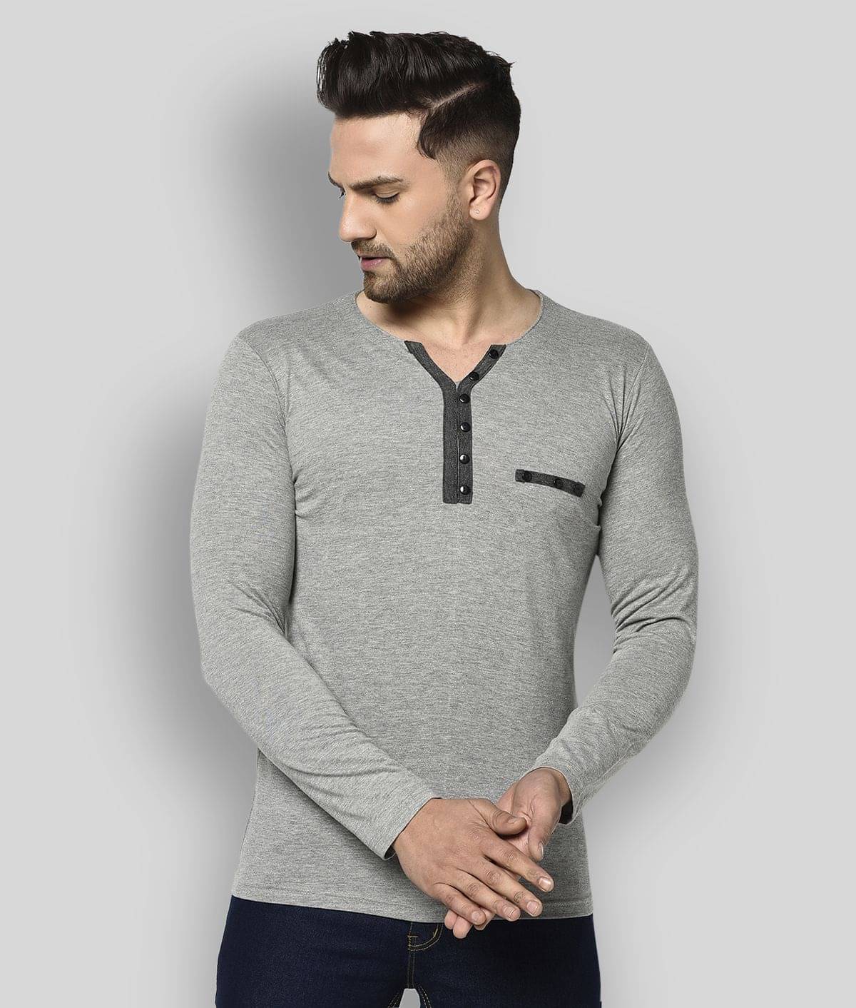 Glito Pack of 1 Cotton Blend Regular Fit Men's T-Shirt ( Grey ) Glito Pack of 1 Cotton Blend Regular Fit Men's T-Shirt ( Grey )