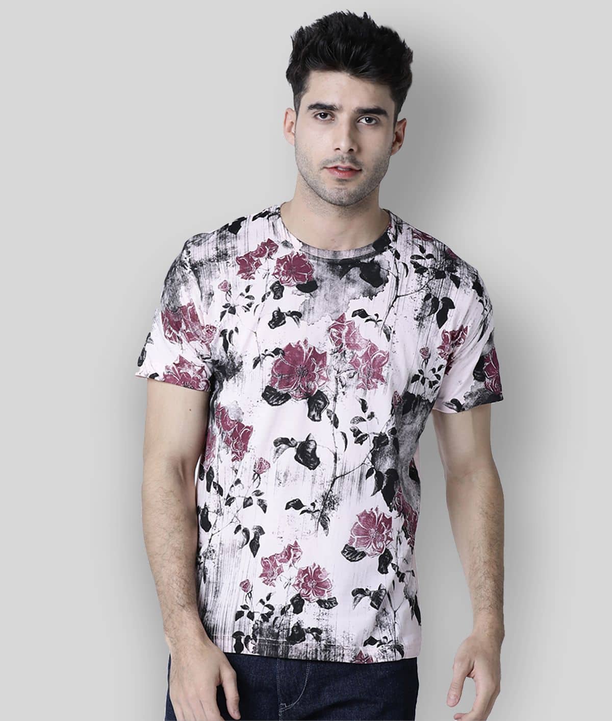 Huetrap Pack of 1 Cotton Regular Fit Men's T-Shirt ( Pink )