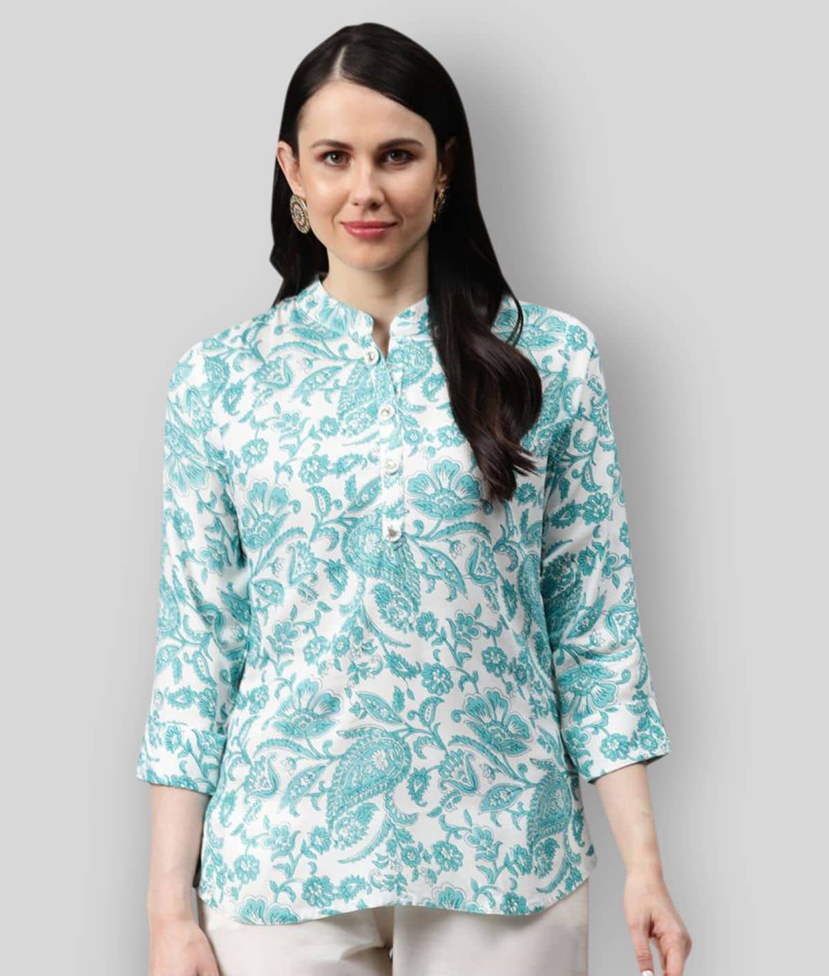 JC4U - White Cotton Women's Ethnic A-Line Top ( Pack of 1 )