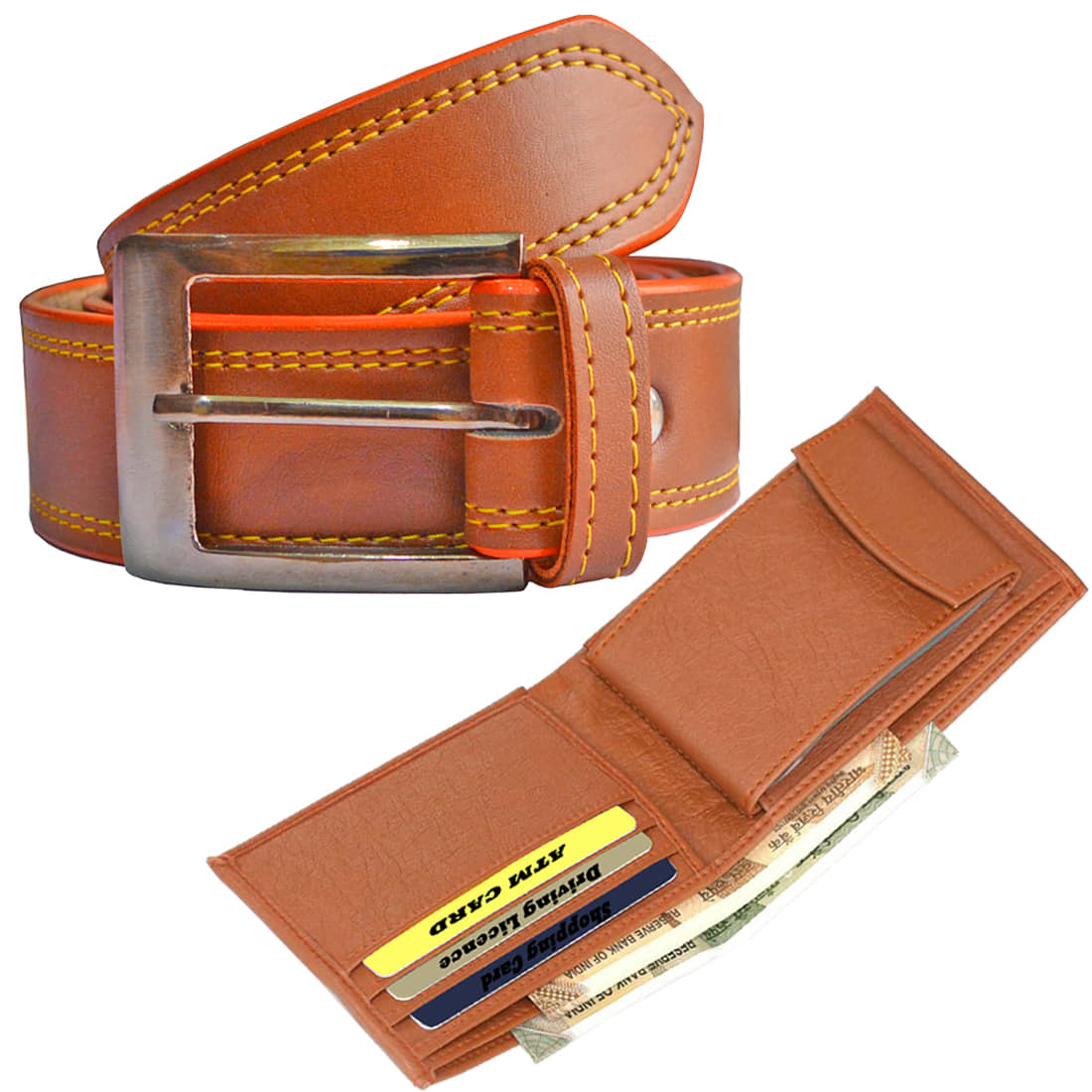 Loopa - PU Men's Belts Wallets Set ( Pack of 1 )