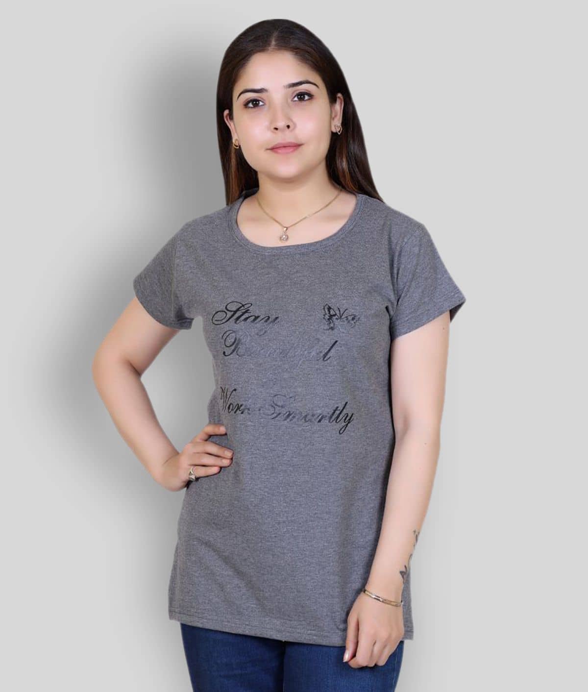 Ogarti Women's Cotton Regular Top ( Light Grey )