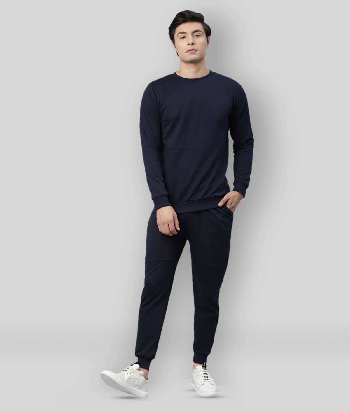Rigo - Navy Blue Cotton Regular Fit Solid Men's Sports Tracksuit ( Pack of 1 )