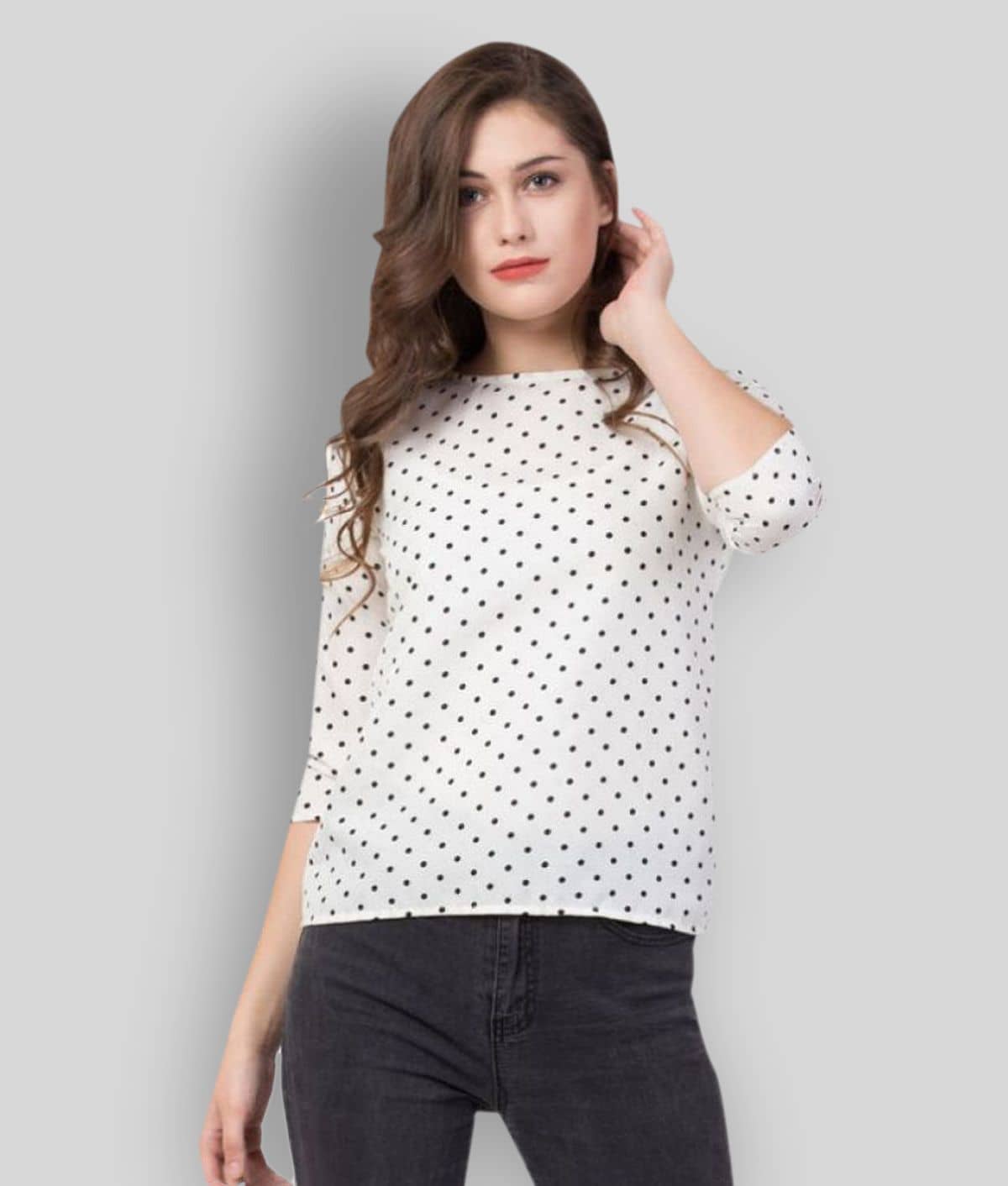 SAAKAA Women's Crepe A-Line Top ( White )