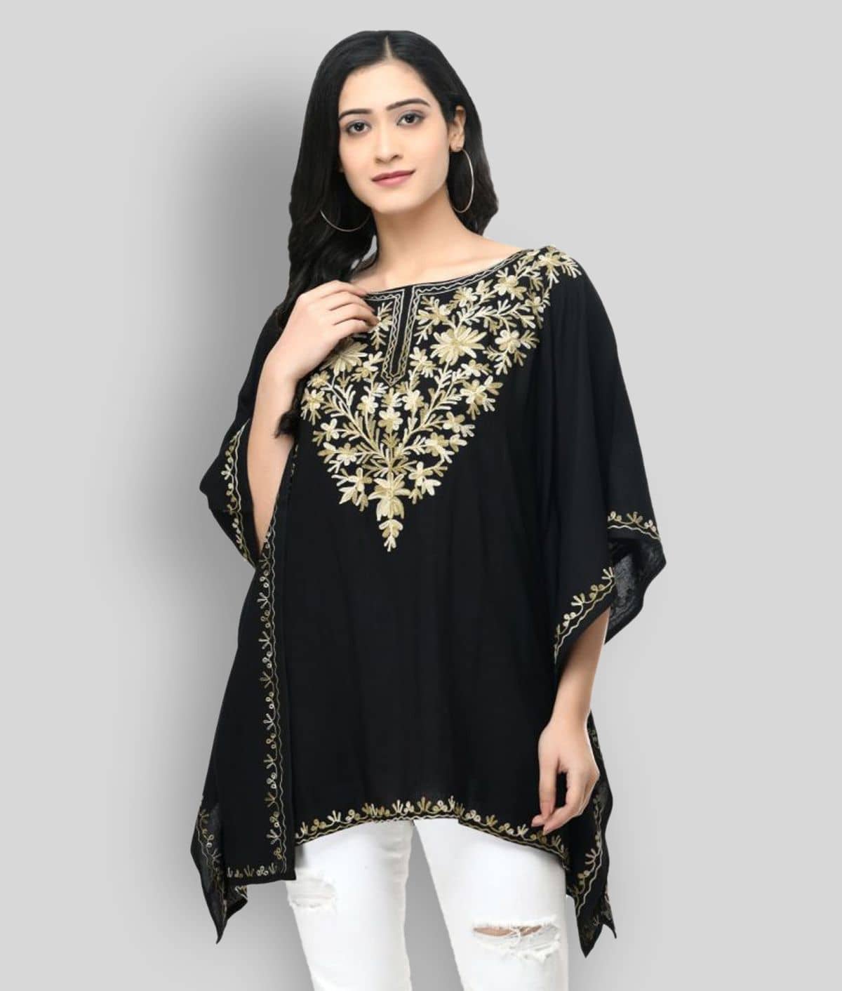 SAAKAA Women's Rayon Kaftan ( Black )