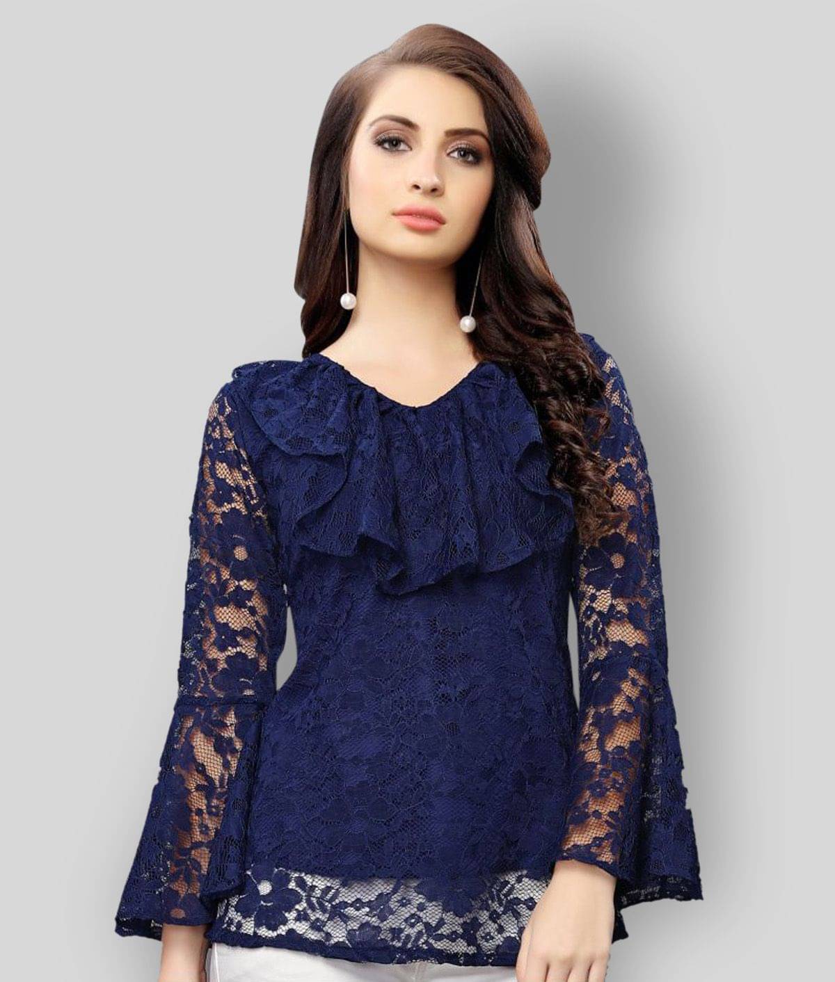 Selvia Women's Net A-Line Top ( Navy Blue ) Selvia Women's Net A-Line Top ( Navy Blue )