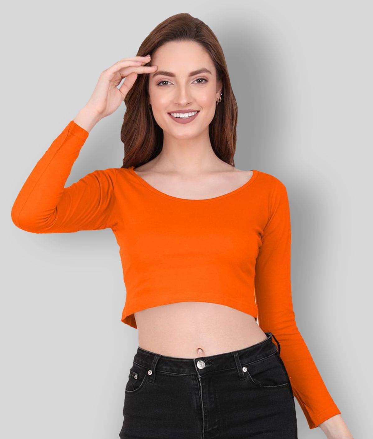 THE BLAZZE - Orange Cotton Women's Crop Top ( Pack of 1 )     			THE BLAZZE - Orange Cotton Women's Crop Top ( Pack of 1 )