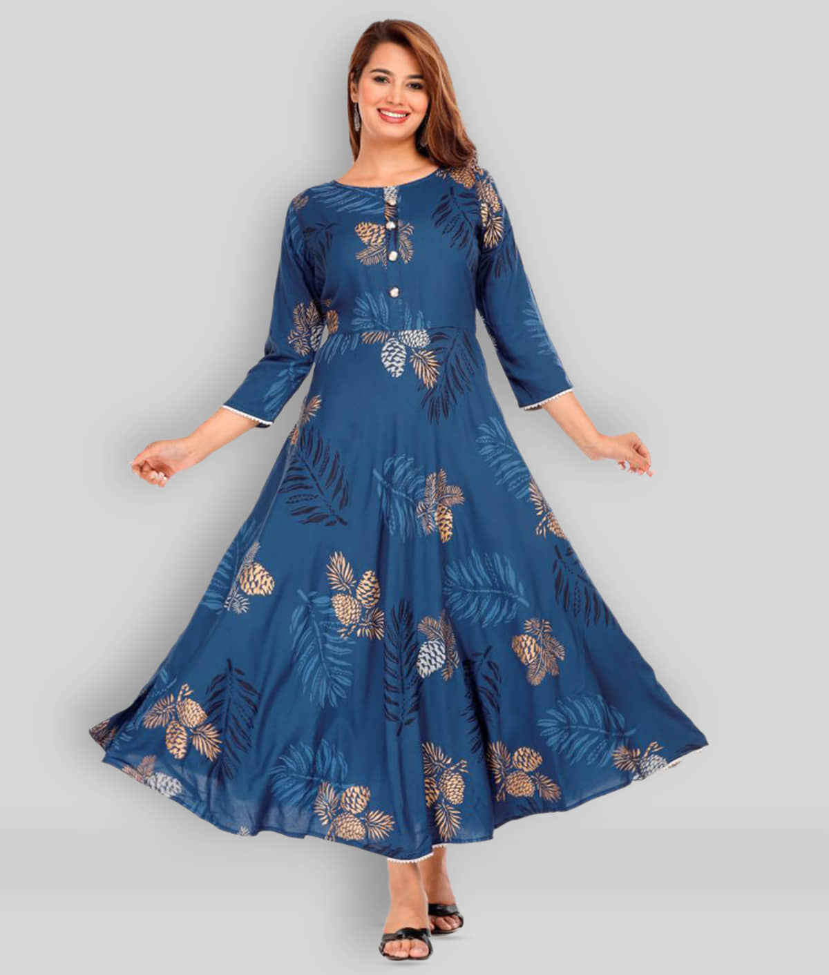 CTMTEX - Blue Rayon Women's Flared Kurti ( Pack of 1 ) - Kurtis, Tunics | Buy online on ZillyBuy