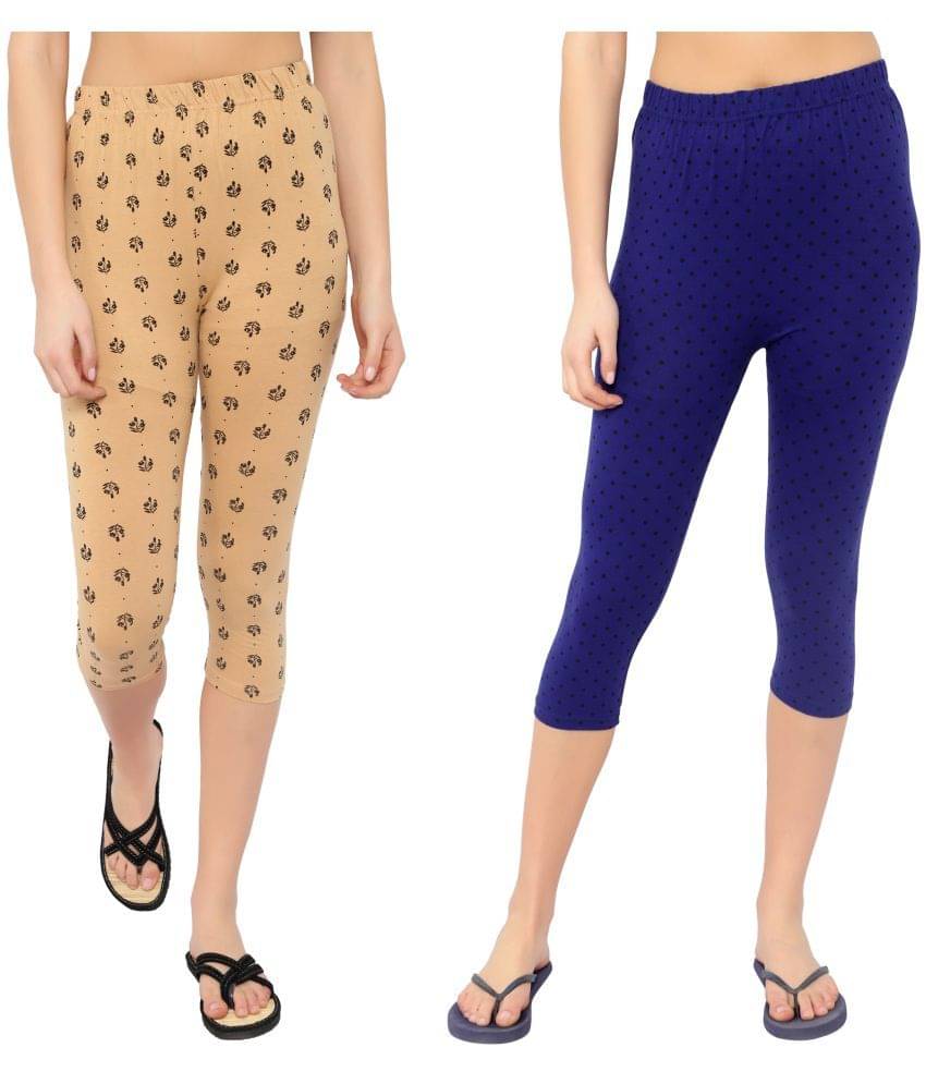    			Diaz Multi Cotton Lycra Printed Capri - Pack of 2