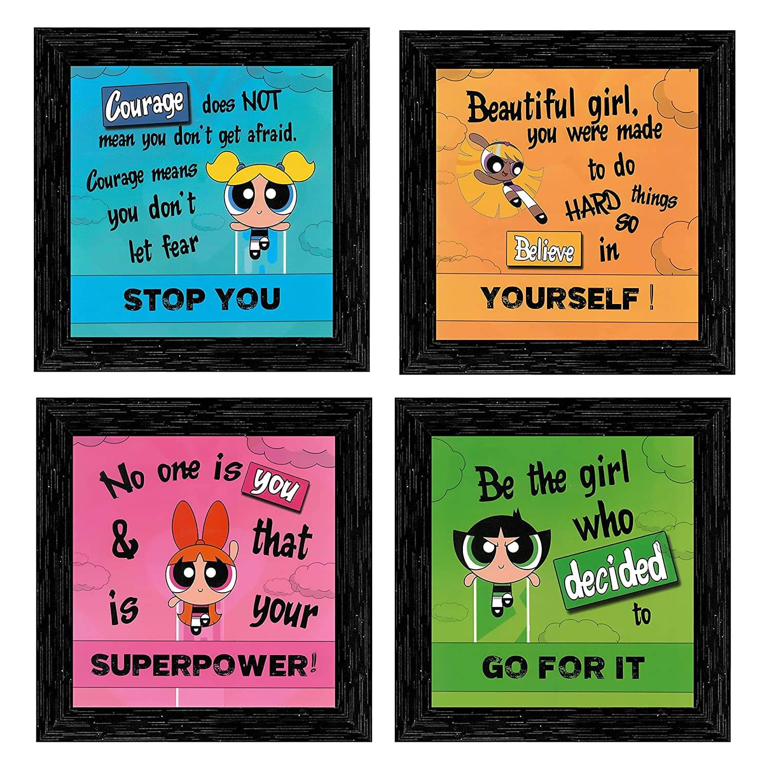 Indianara Girl Kids Motivational Quotes Framed Wall Hanging Laminated Paintings Matt Art Prints without Glass Set of 4 Multicolor     			Indianara Girl Kids Motivational Quotes Framed Wall Hanging Laminated Paintings Matt Art Prints without Glass Set of 4 Multicolor