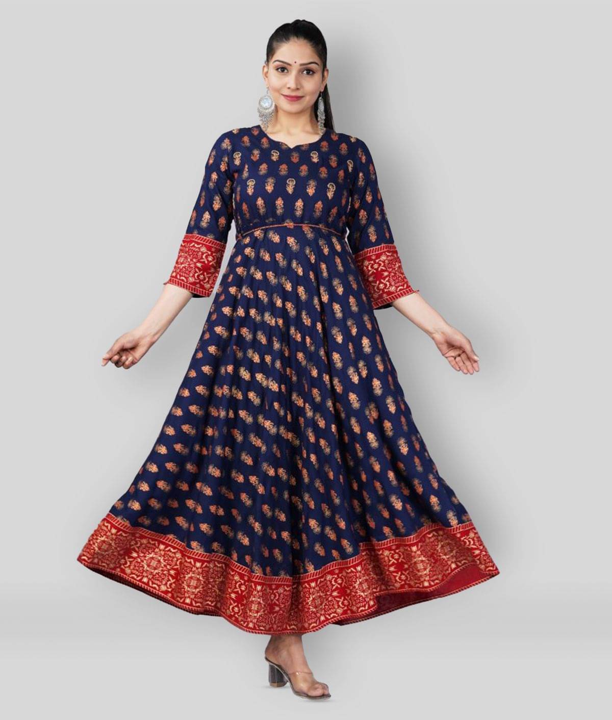 Mishree Collection - Blue Rayon Women's Anarkali Kurti ( Pack of 1 ) Mishree Collection - Blue Rayon Women's Anarkali Kurti ( Pack of 1 )