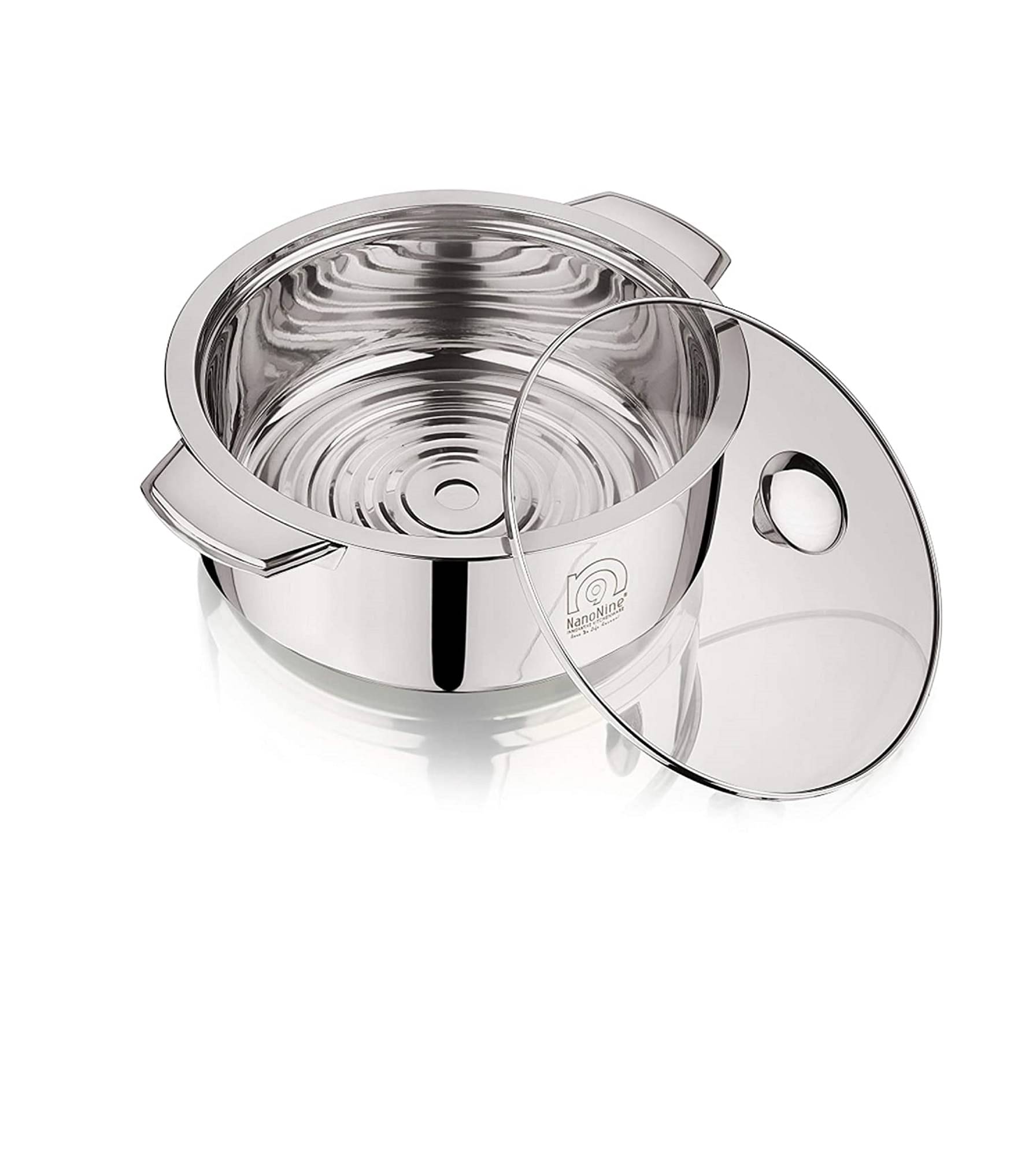     			Nanonine Chapati Server Deep Chapati Pot Insulated Stainless Steel Serve Fresh Roti Pot With Steel Coaster And Glass Lid, 1.5 L, 1 Pc