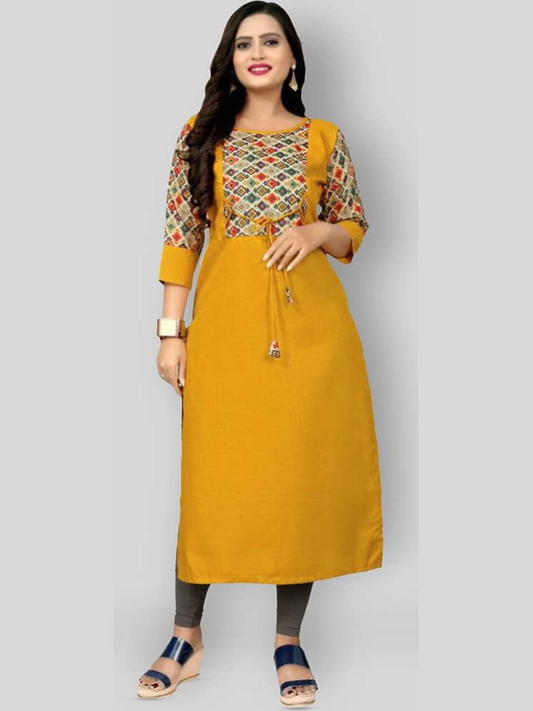 Buy Rangrasiya Yellow Cotton Women's Front Slit Kurti Pack of